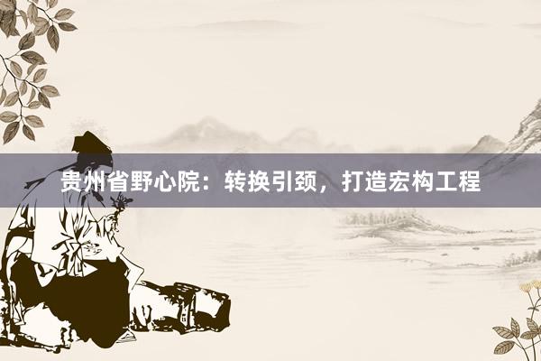 贵州省野心院：转换引颈，打造宏构工程